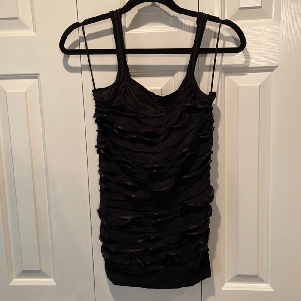 Express Black Ruffle Tank